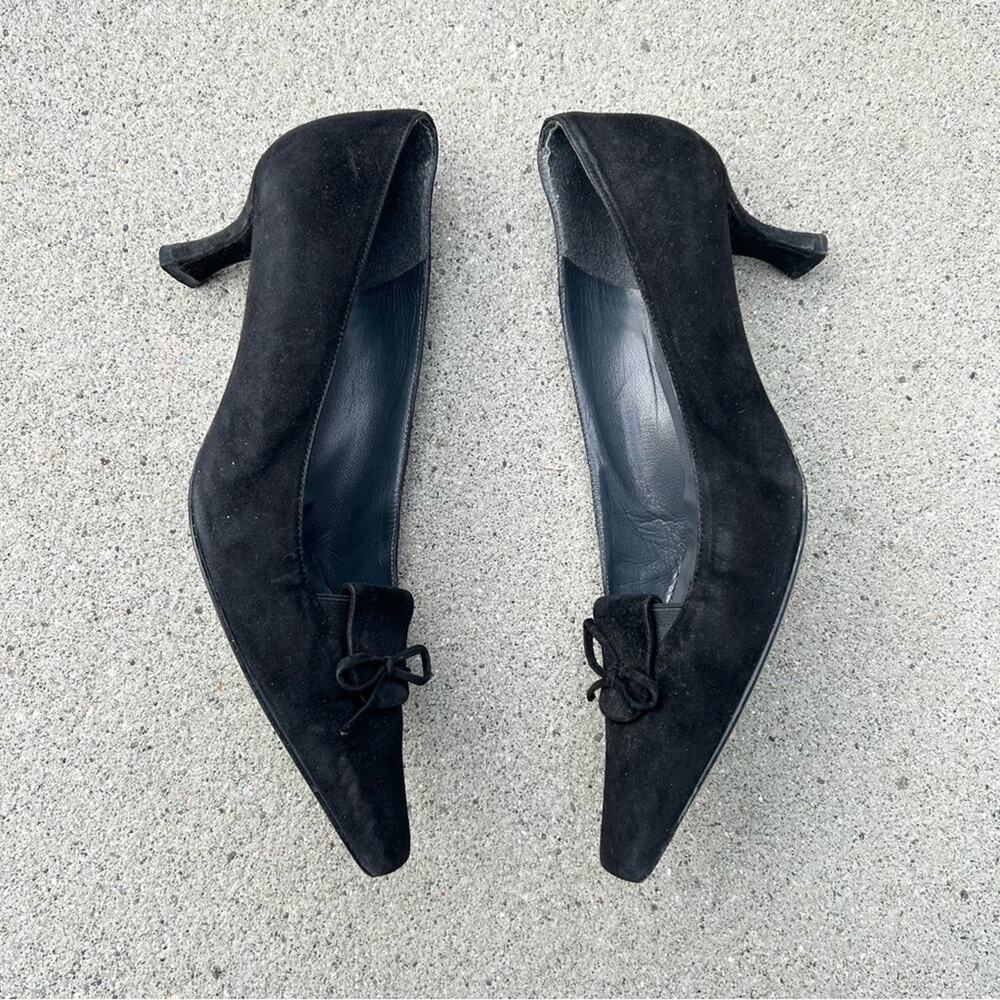 Stuart Weitzman Kitten Heel Vintage Y2K 00's Black Suede 7.5 - Picture 4 of 12